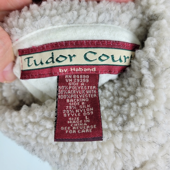 VINTAGE Tudor Court Sherpa Silk Reversible Jacket Sz Large - Picture 5 of 13